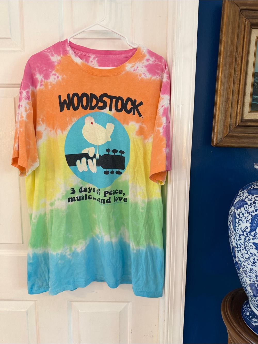 Liquid Blue Woodstock Tie-Dye Tee in Pink, Orange, Yellow, Green & Blue Size 2XL